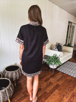 Black Leo Trim A Line Dress