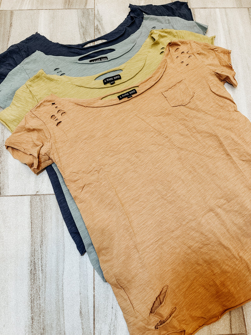 Slouchy Rip Distressed Tee