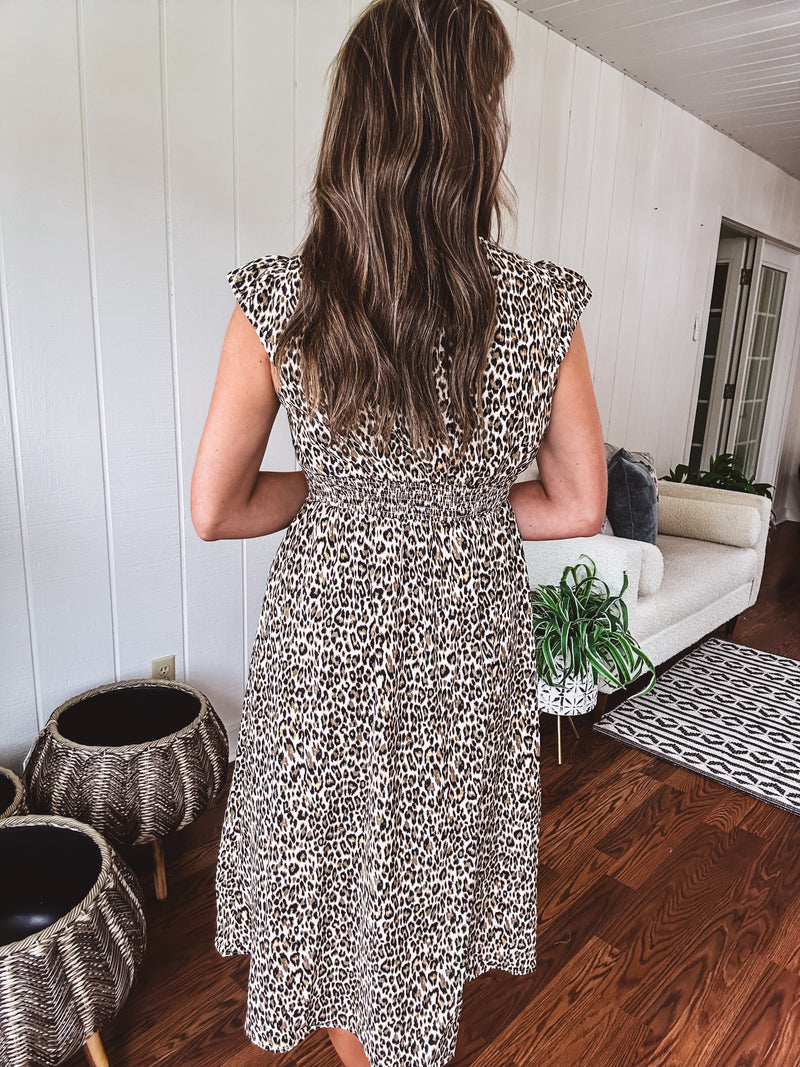 Simply Wild Button V Midi Dress