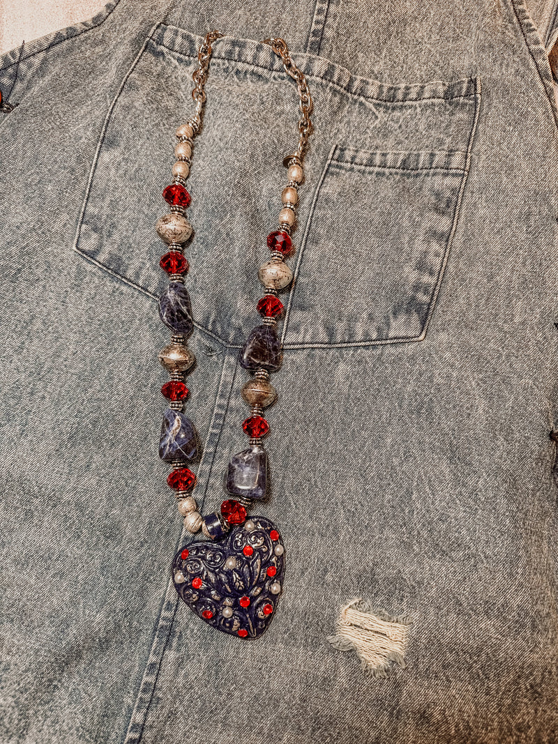 Love RWB Heart Necklace