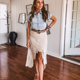 High Low Paisley Crochet Skirt