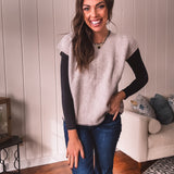 Oatmeal Ribbon Tie Back Sweater Vest