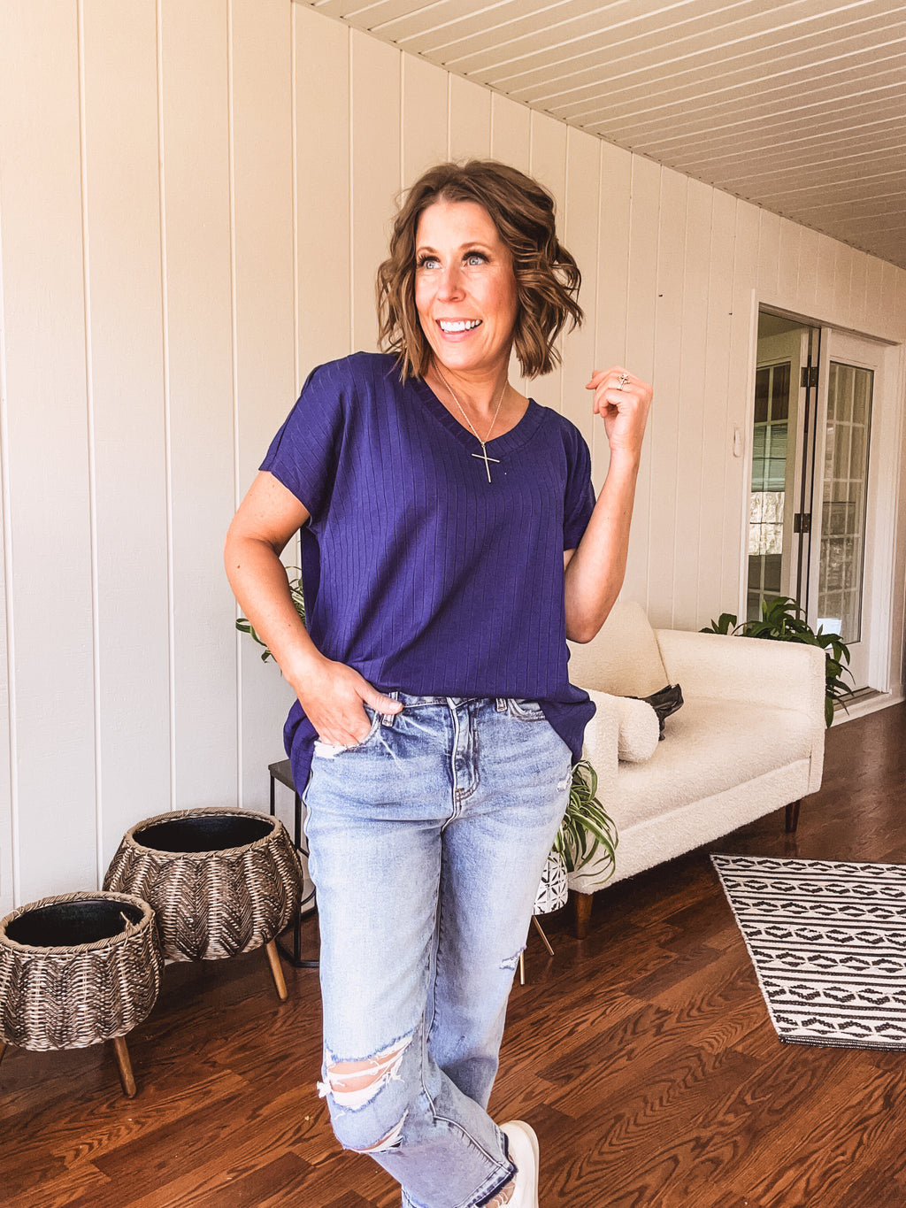 Wide Rib V Neck Bestseller