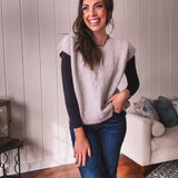 Oatmeal Ribbon Tie Back Sweater Vest