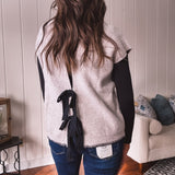 Oatmeal Ribbon Tie Back Sweater Vest