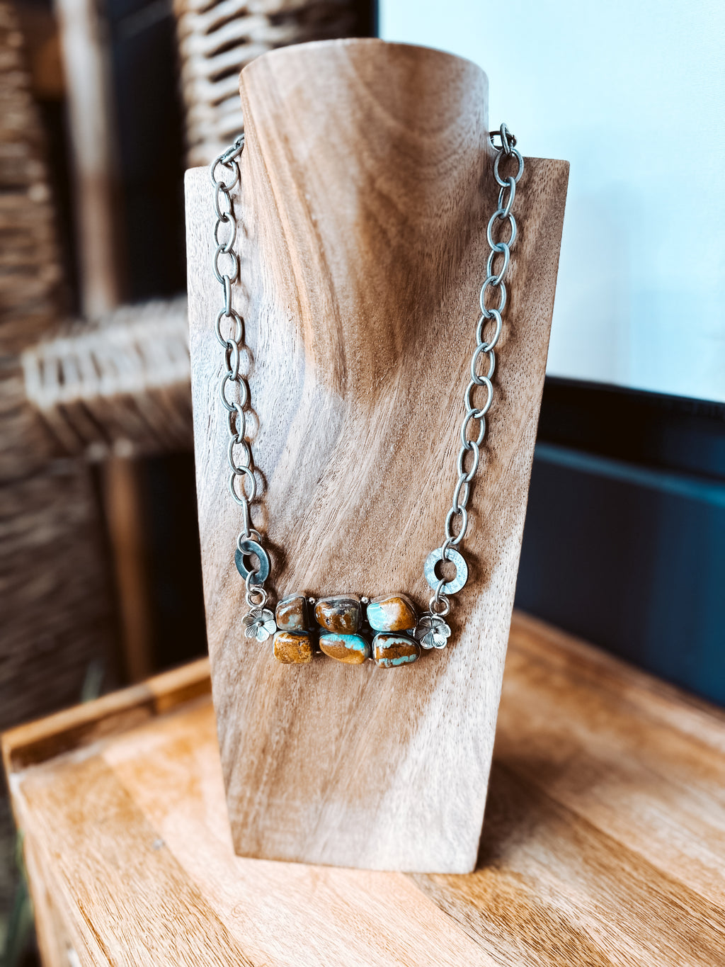 Double Row Turq Bar Necklace