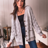 Two Tone Grey Braided Button Cardigan