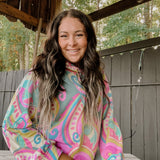 Teal Magenta Retro Vibes Hoodie