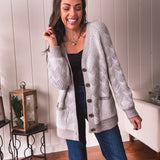 Two Tone Grey Braided Button Cardigan
