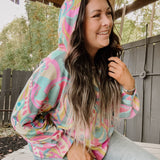 Teal Magenta Retro Vibes Hoodie