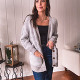 Two Tone Grey Braided Button Cardigan