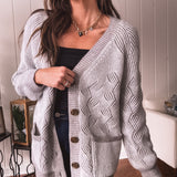 Two Tone Grey Braided Button Cardigan