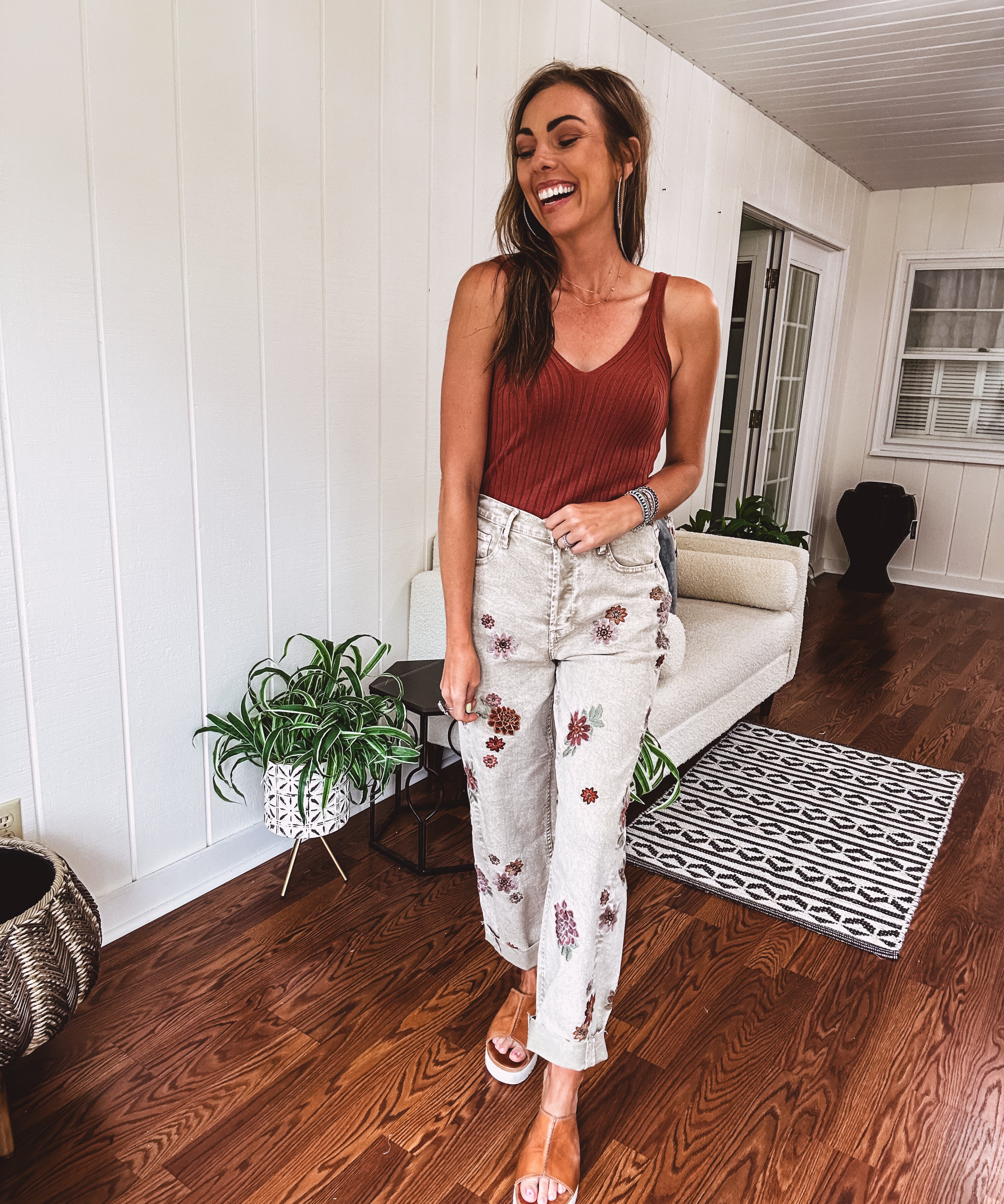 Soft, V neck front and back tank with thin straps. Available in many colors.