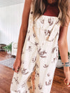 Khaki Western Print Twill Overalls