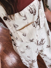 Khaki Western Print Twill Overalls