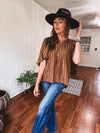 Placket Raglan Sleeve Stripe Top