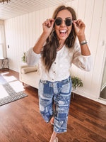 Paisley Denim Patchwork Boyfriend Pant