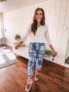 Paisley Denim Patchwork Boyfriend Pant