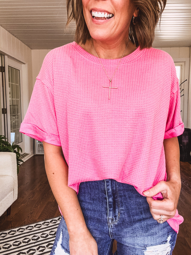 Waffle Lightweight Short Sleeve Pullover