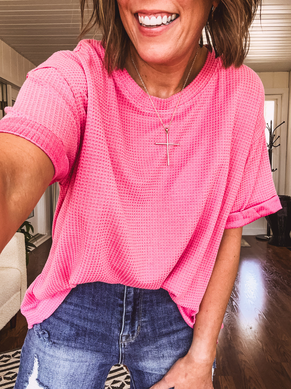 Waffle Lightweight Short Sleeve Pullover