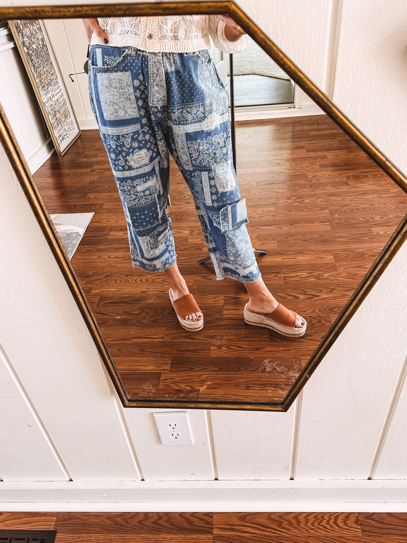 Paisley Denim Patchwork Boyfriend Pant