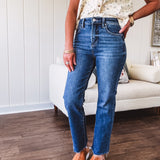 Crop Straight Raw Cut Denim TC | High Rise