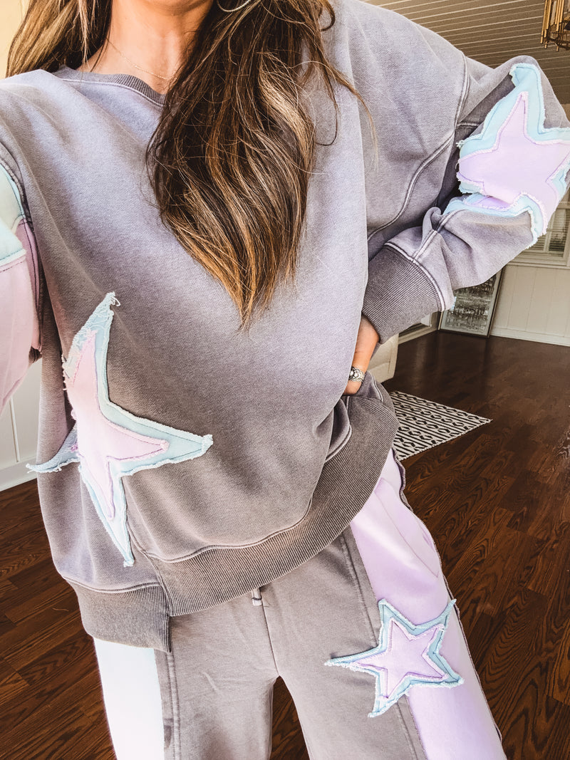 Ash Star Patch Colorblock Pullover