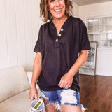 Lightweight Waffle Button Tee