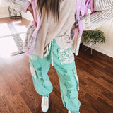 Teal Time Jogger Pant with Crochet