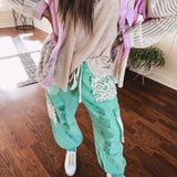 Teal Time Jogger Pant with Crochet
