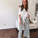 Olive Dancing Palms Wide Leg Pant
