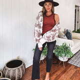 Champagne + Brown Floral Bomber Jacket