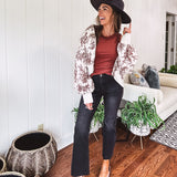 Champagne + Brown Floral Bomber Jacket
