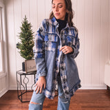 Blue Bliss Denim + Flannel Mix Shacket