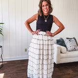 Fit to Flare Ruffle Tier Maxi Dress