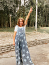 Mineral Wash Star Print Overalls