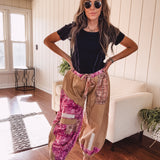 Camel + Magenta Patchwork Jogger Pant