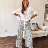 Olive Dancing Palms Wide Leg Pant