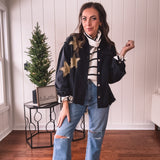 Black + Gold Star Patchwork Jacket
