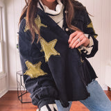 Black + Gold Star Patchwork Jacket