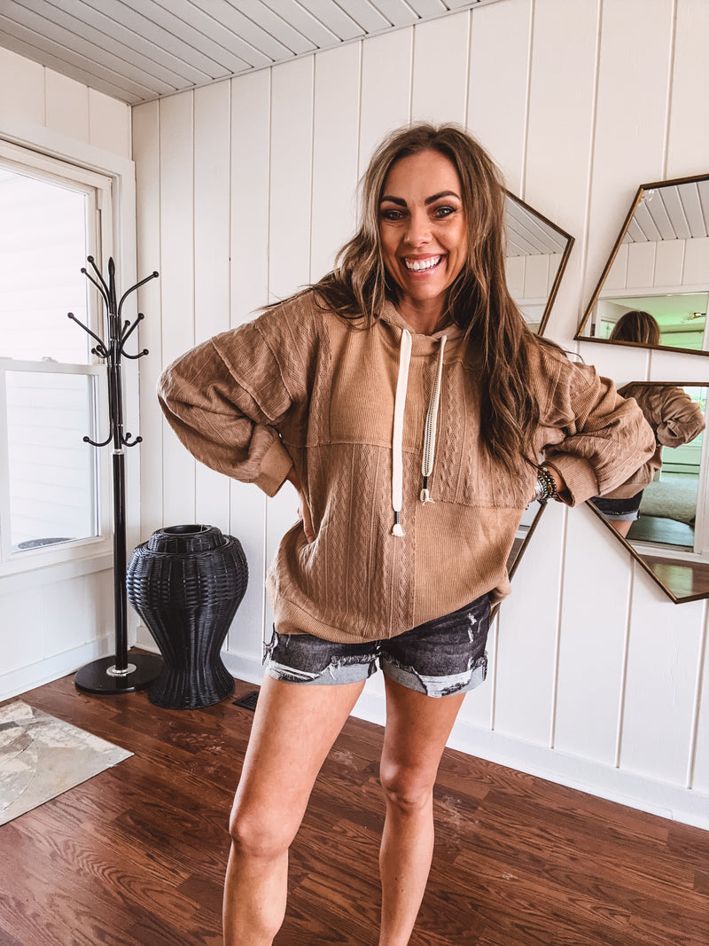 Patchwork Cable Mix Hoodie