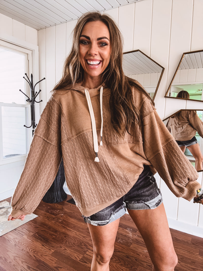 Patchwork Cable Mix Hoodie