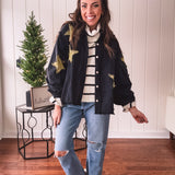 Black + Gold Star Patchwork Jacket