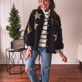 Black + Gold Star Patchwork Jacket