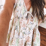 Peach Multi Floral Eyelet Lace Romper