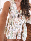 Peach Multi Floral Eyelet Lace Romper