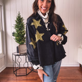 Black + Gold Star Patchwork Jacket