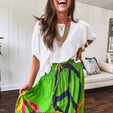 Linen Like Dolman Elastic Edge Blouse