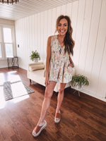 Peach Multi Floral Eyelet Lace Romper