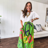 Lime Peace Paint Maxi Skirt Dress